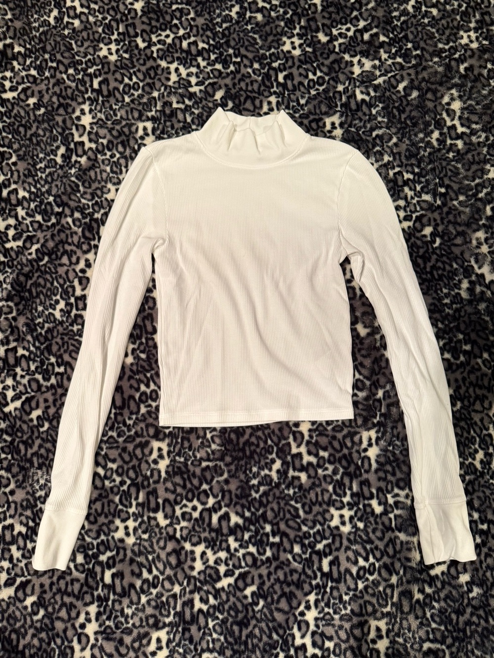 American Eagle White Mock Neck Long-Sleeve